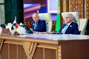رئيس جمهورية العراق يلقي البيان الختامي للقمة العربية في بغداد