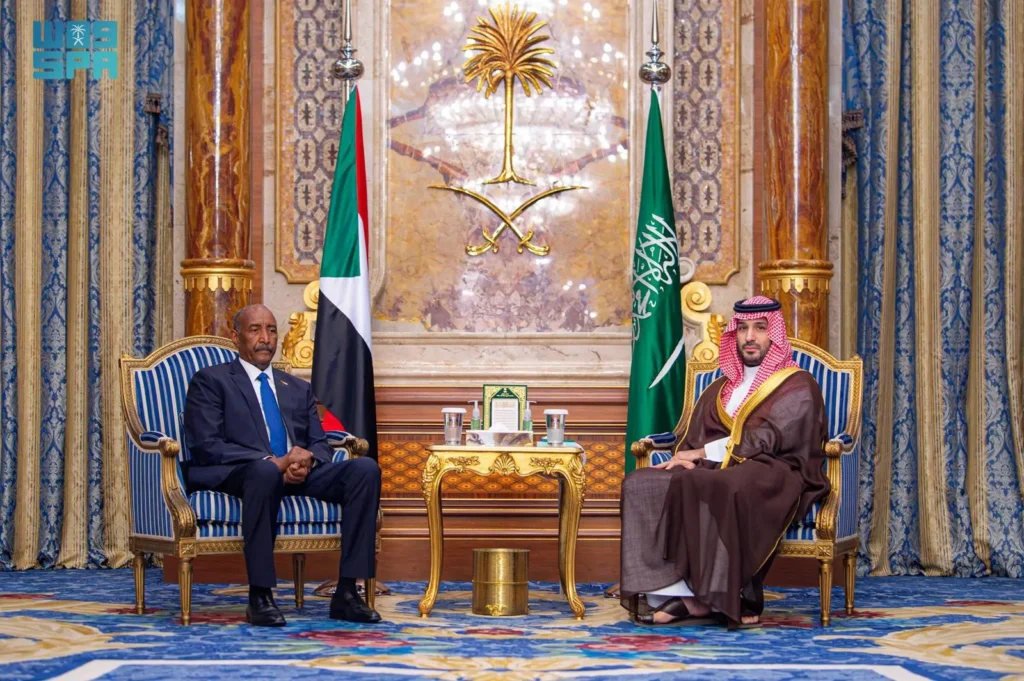 The Saudi Crown Prince meets with the Chairman of the Transitional Sovereignty Council of the Republic of Sudan